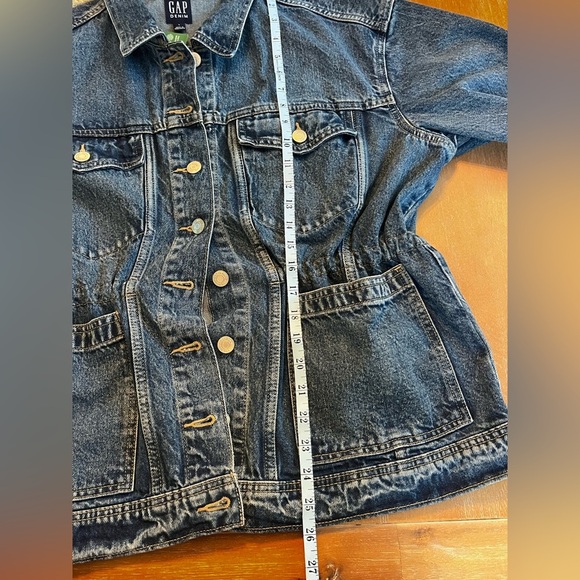 GAP women’s long oversize cinched waist denim jean jacket large NWT - Picture 9 of 11